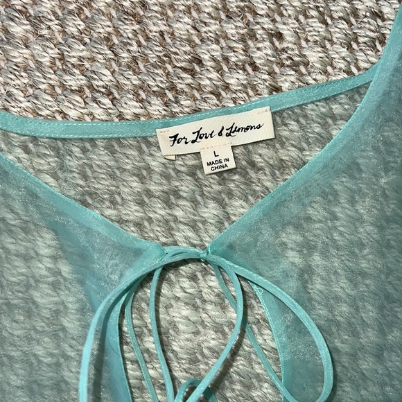 Very Rare!!!- For Love and Lemons Lucille Organza mint sheer nightie (L) - Picture 12 of 12